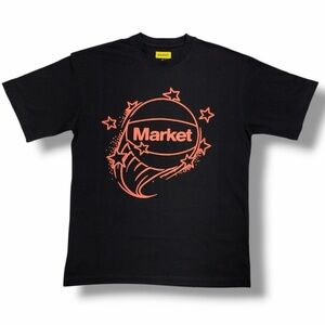 Market Basketball Graphic Tee Black Red Streetwear Size L NWOT
